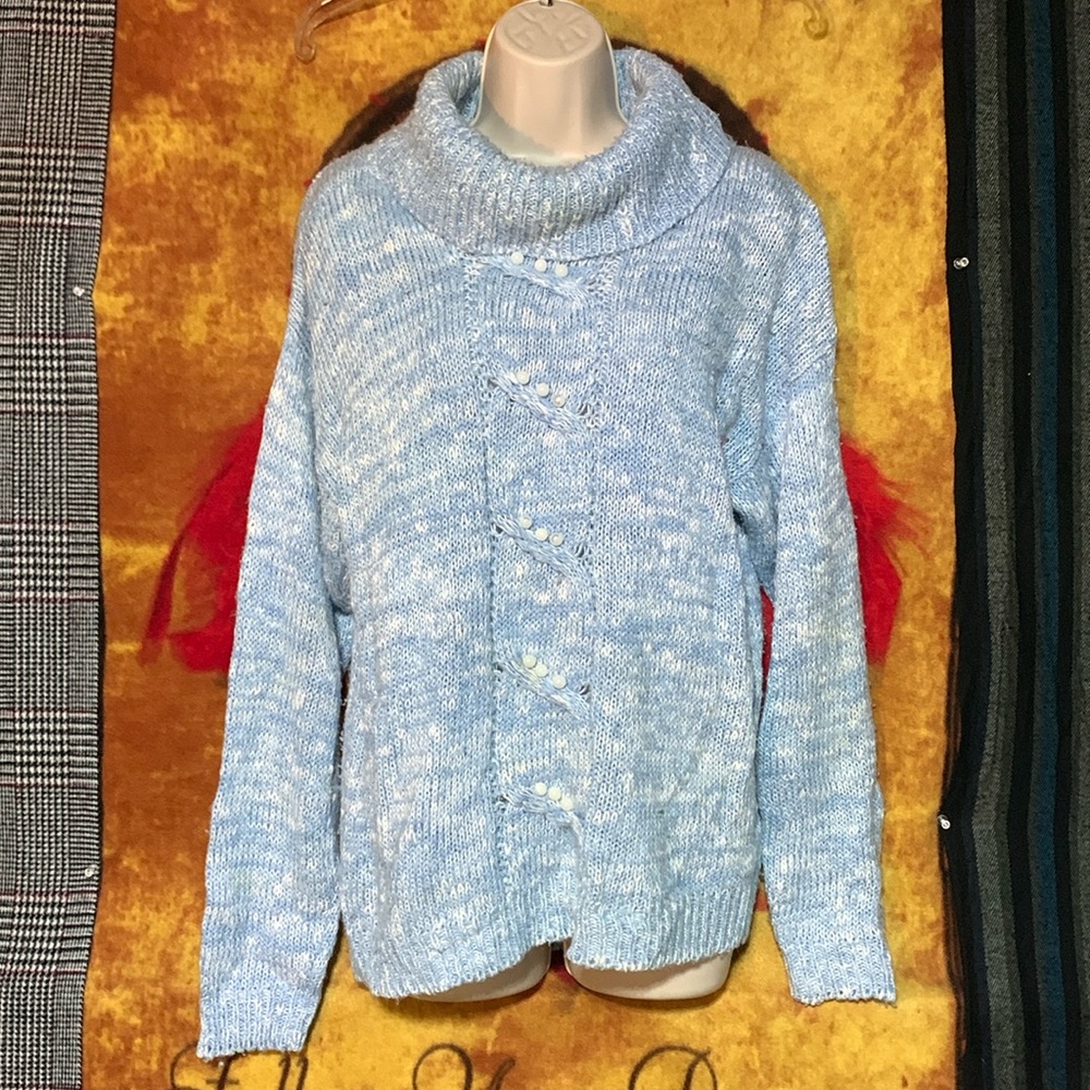 REBECCA LYNN-women’s light blue long sleeve turtleneck sweater